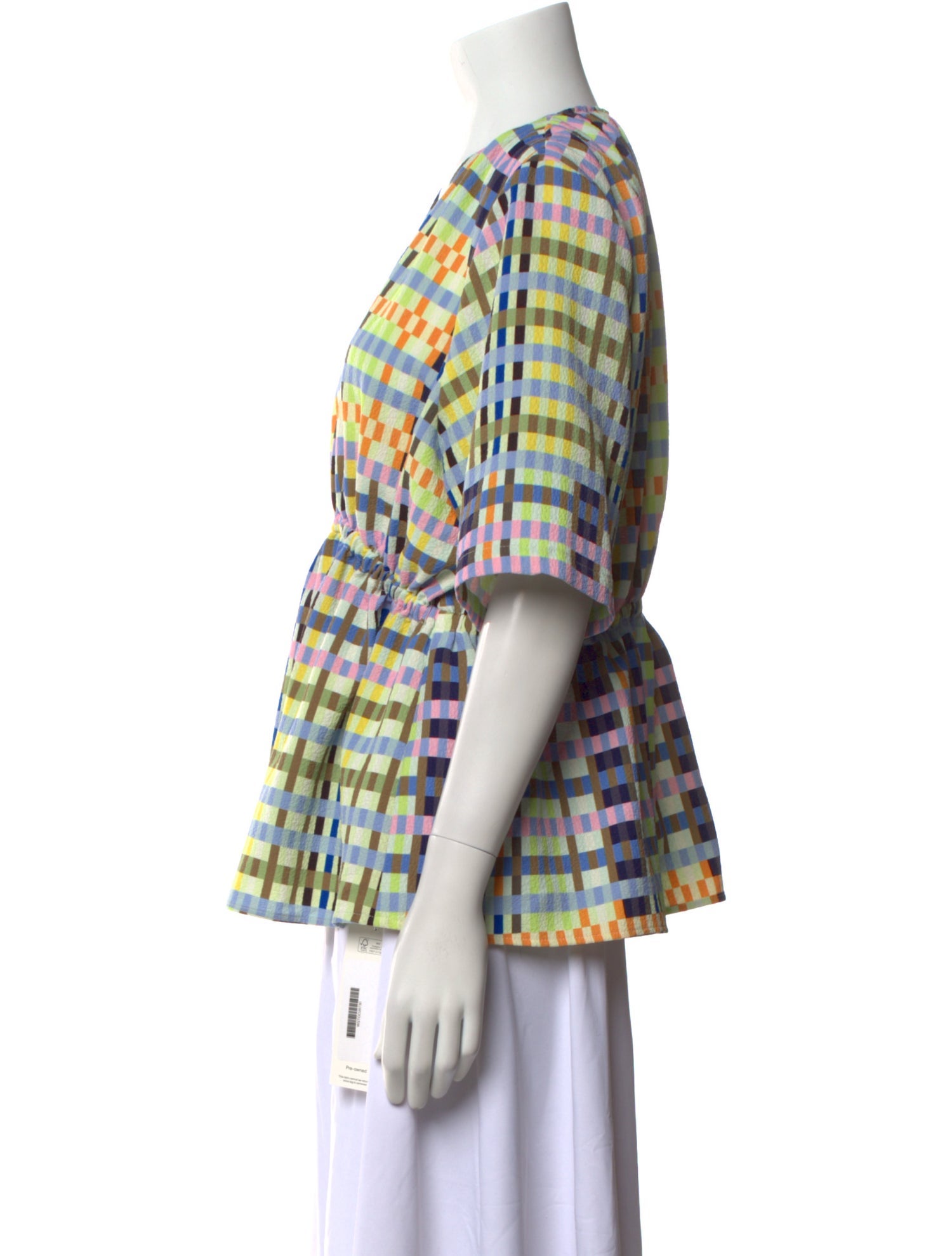 Stine Goya Plaid Print V-Neck Blouse