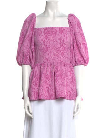 Stine Goya Animal Print Square Neckline Blouse