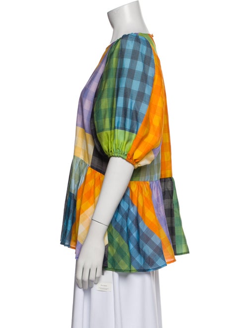 Stine Goya Plaid Print Bateau Neckline Blouse
