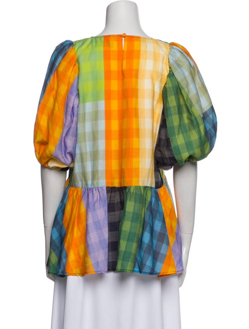 Stine Goya Plaid Print Bateau Neckline Blouse