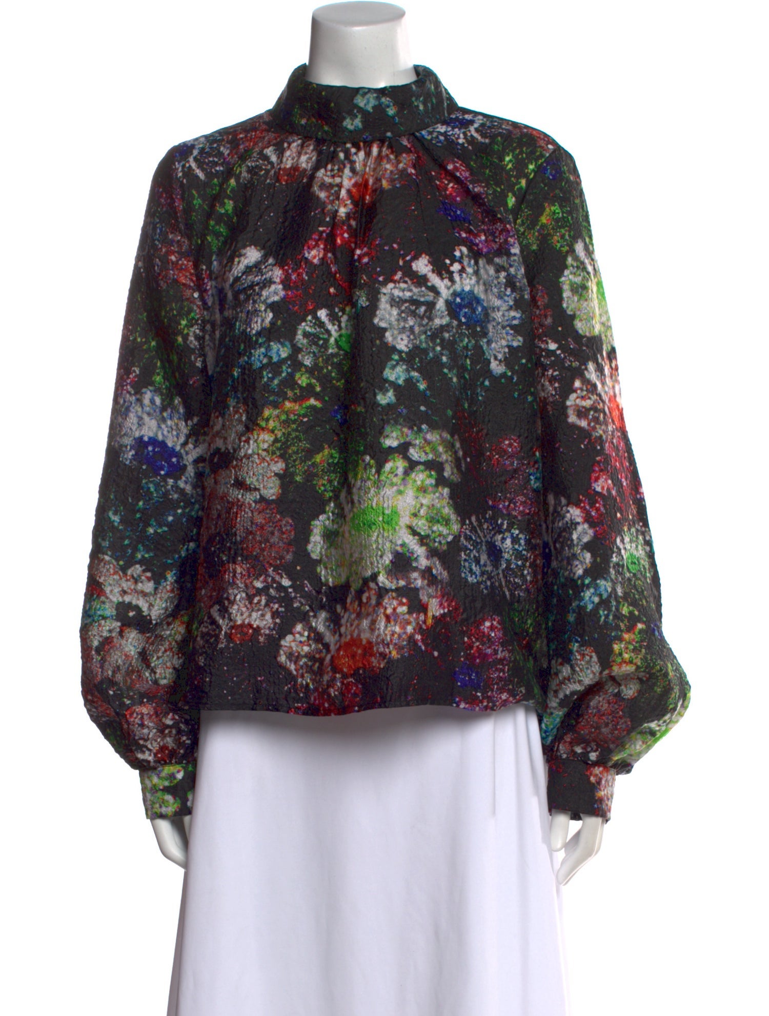 Stine Goya Floral Print Mock Neck Blouse
