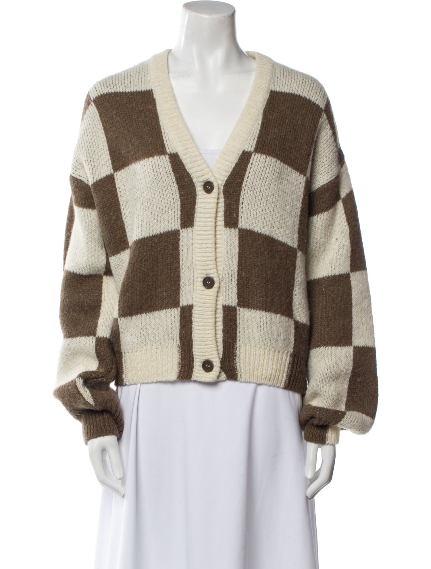 Stine Goya Colorblock Pattern V-Neck Sweater