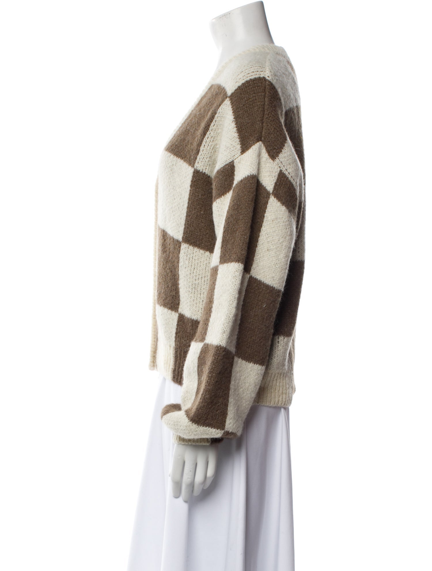 Stine Goya Colorblock Pattern V-Neck Sweater