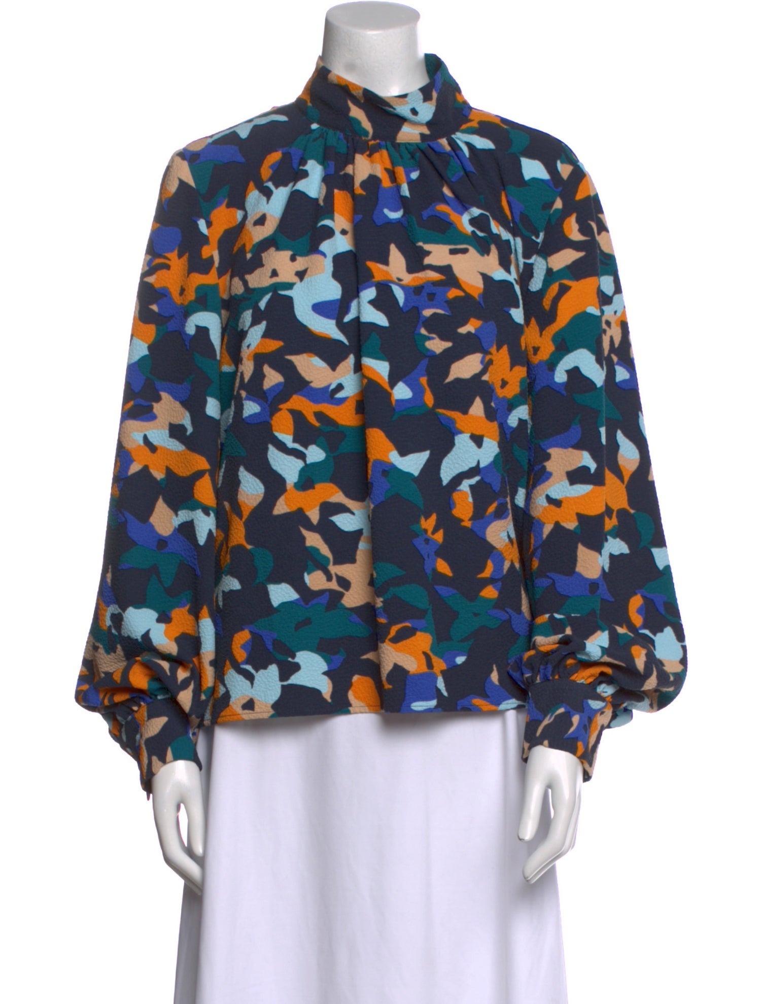 Stine Goya Floral Print Mock Neck Blouse