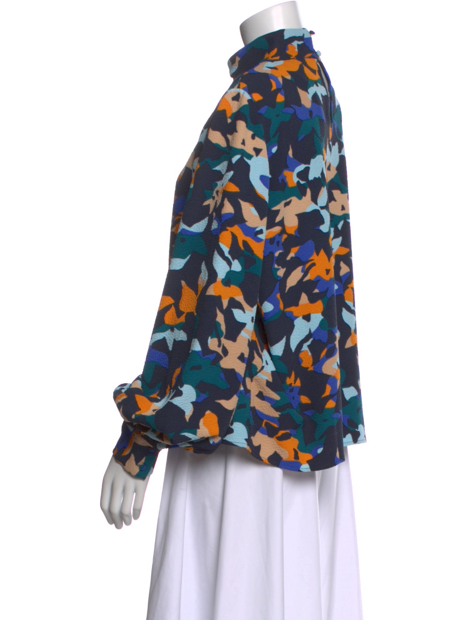 Stine Goya Floral Print Mock Neck Blouse