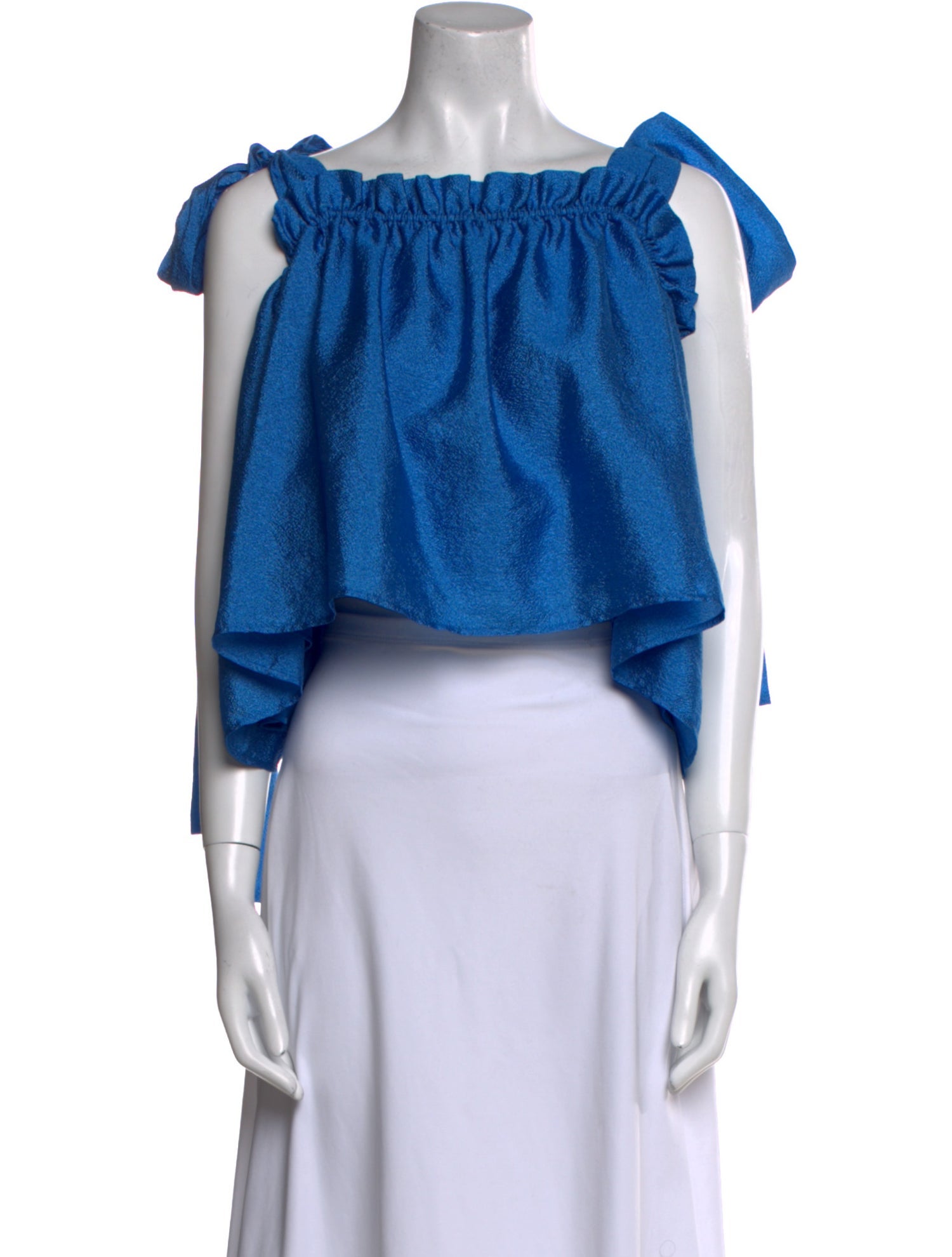 Stine Goya Square Neckline Short Sleeve Crop Top