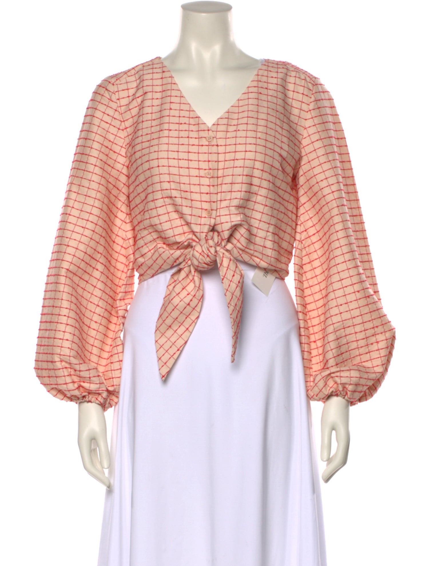 Stine Goya Plaid Print V-Neck Crop Top