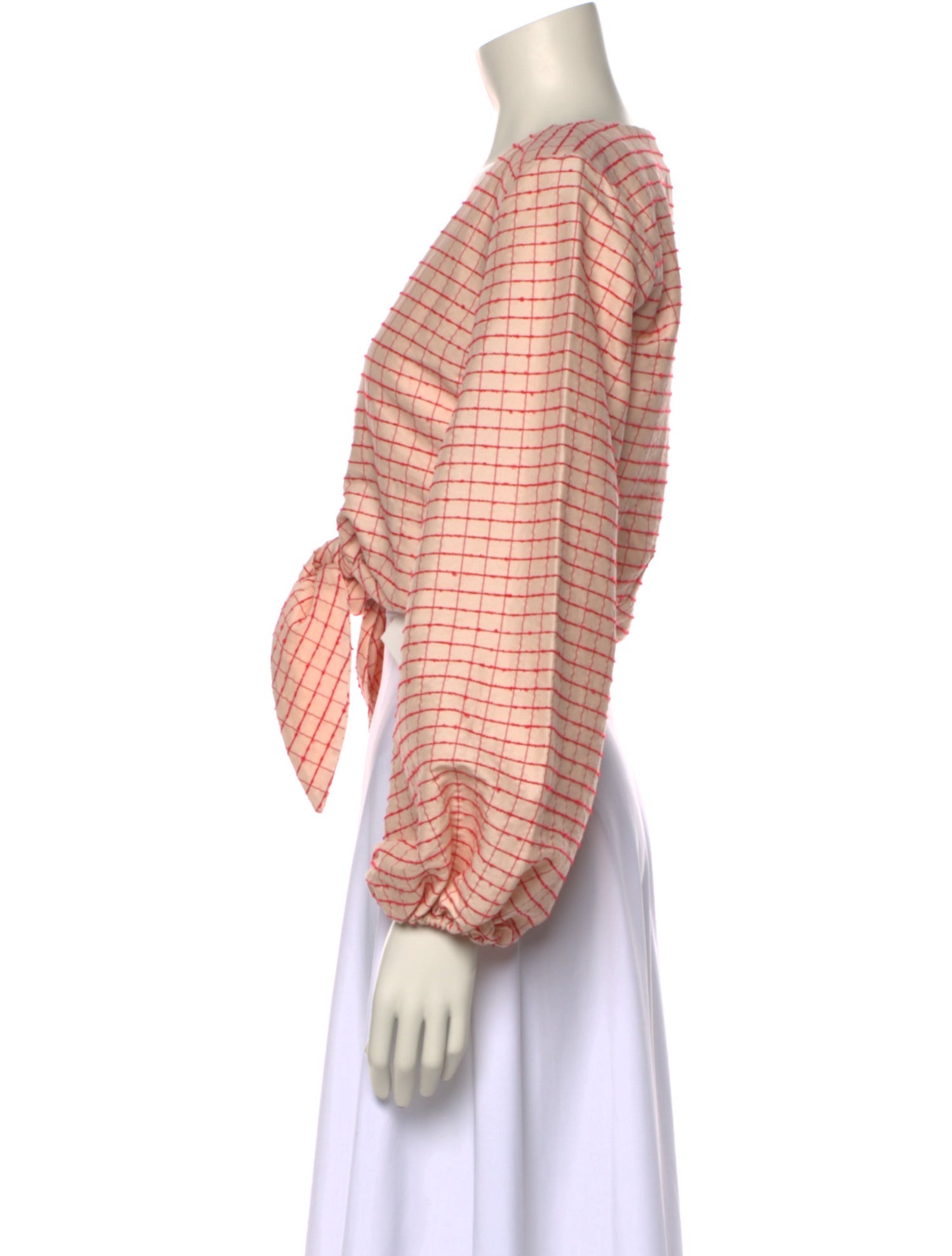 Stine Goya Plaid Print V-Neck Crop Top