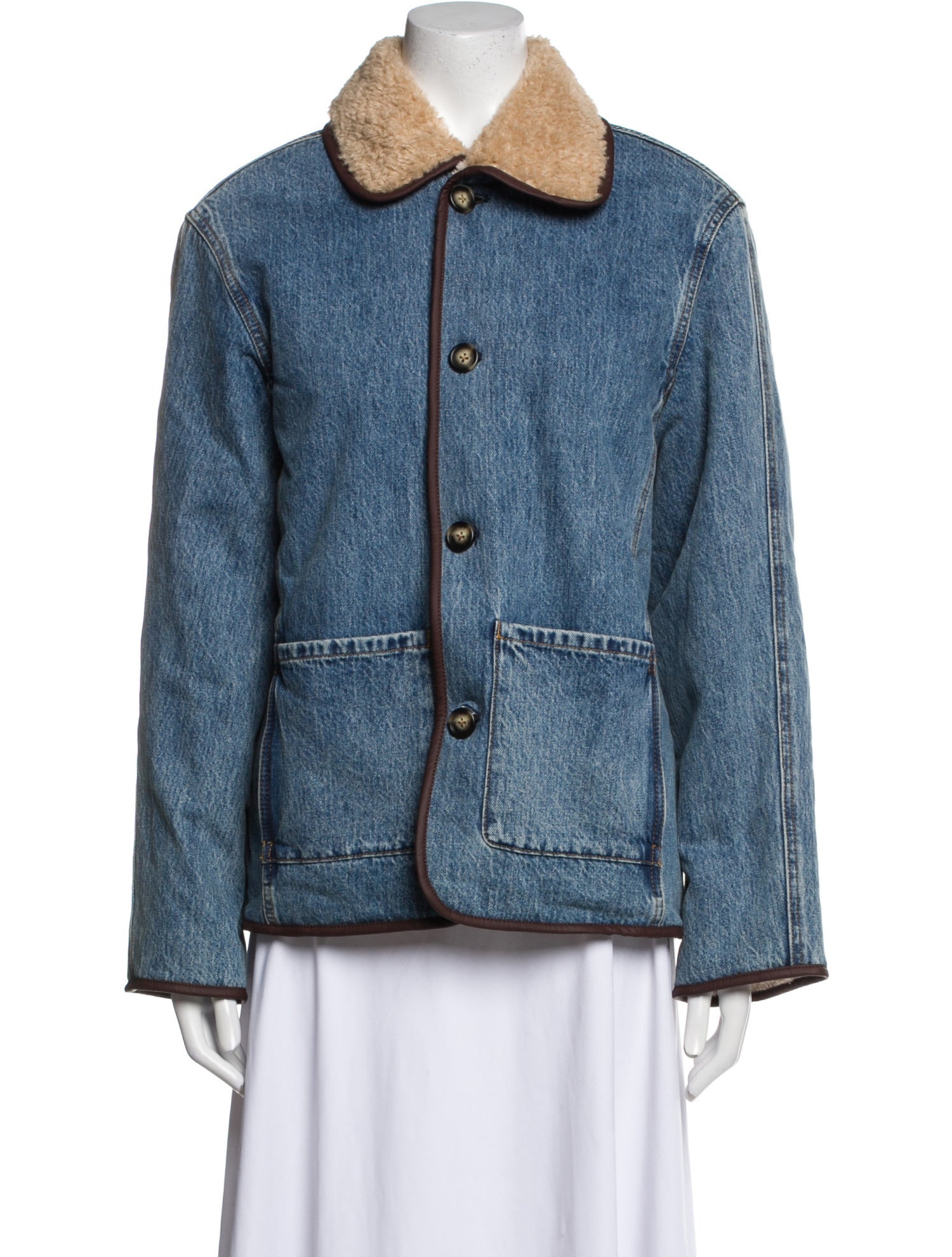 Still Here Colorblock Pattern Denim Jacket