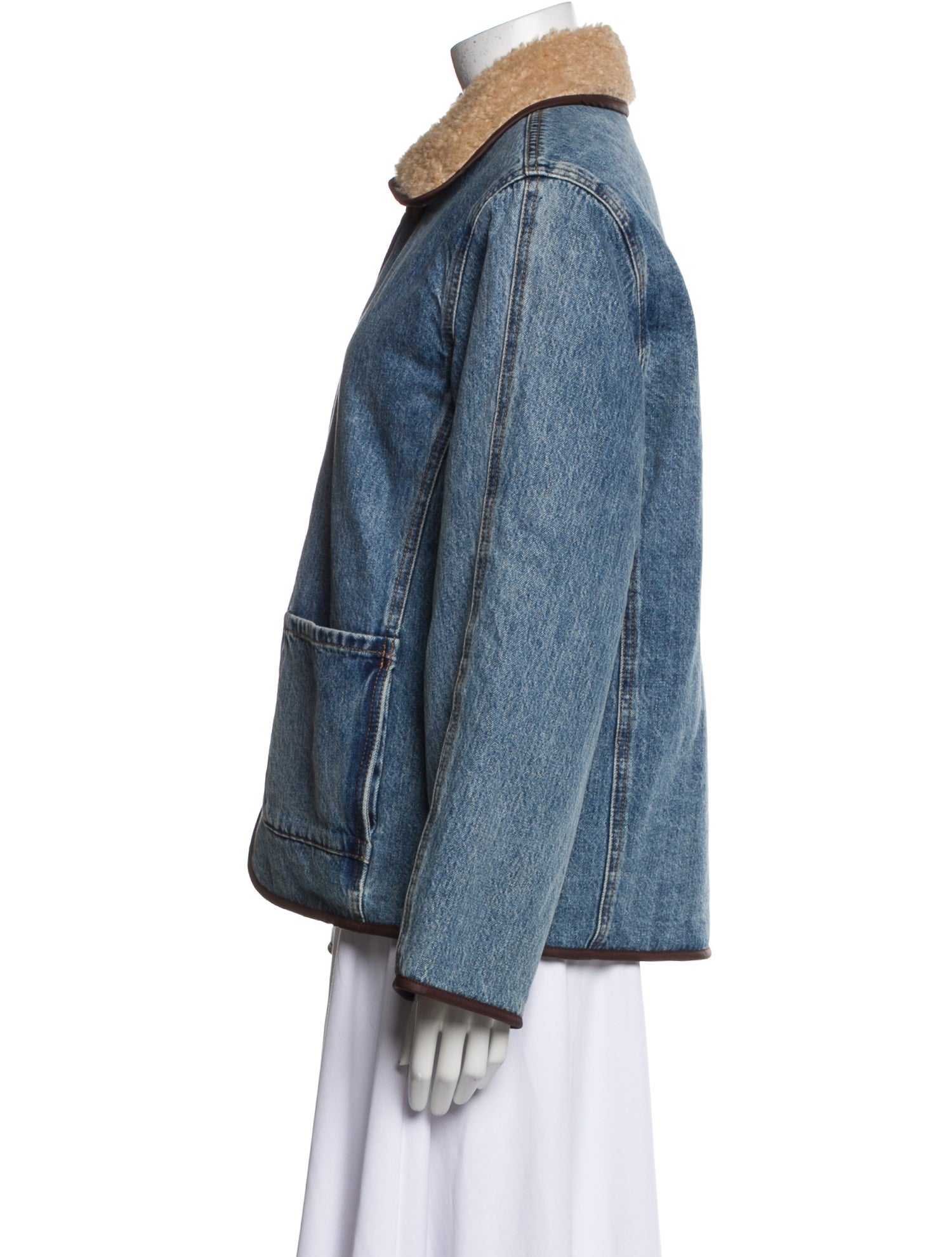 Still Here Colorblock Pattern Denim Jacket