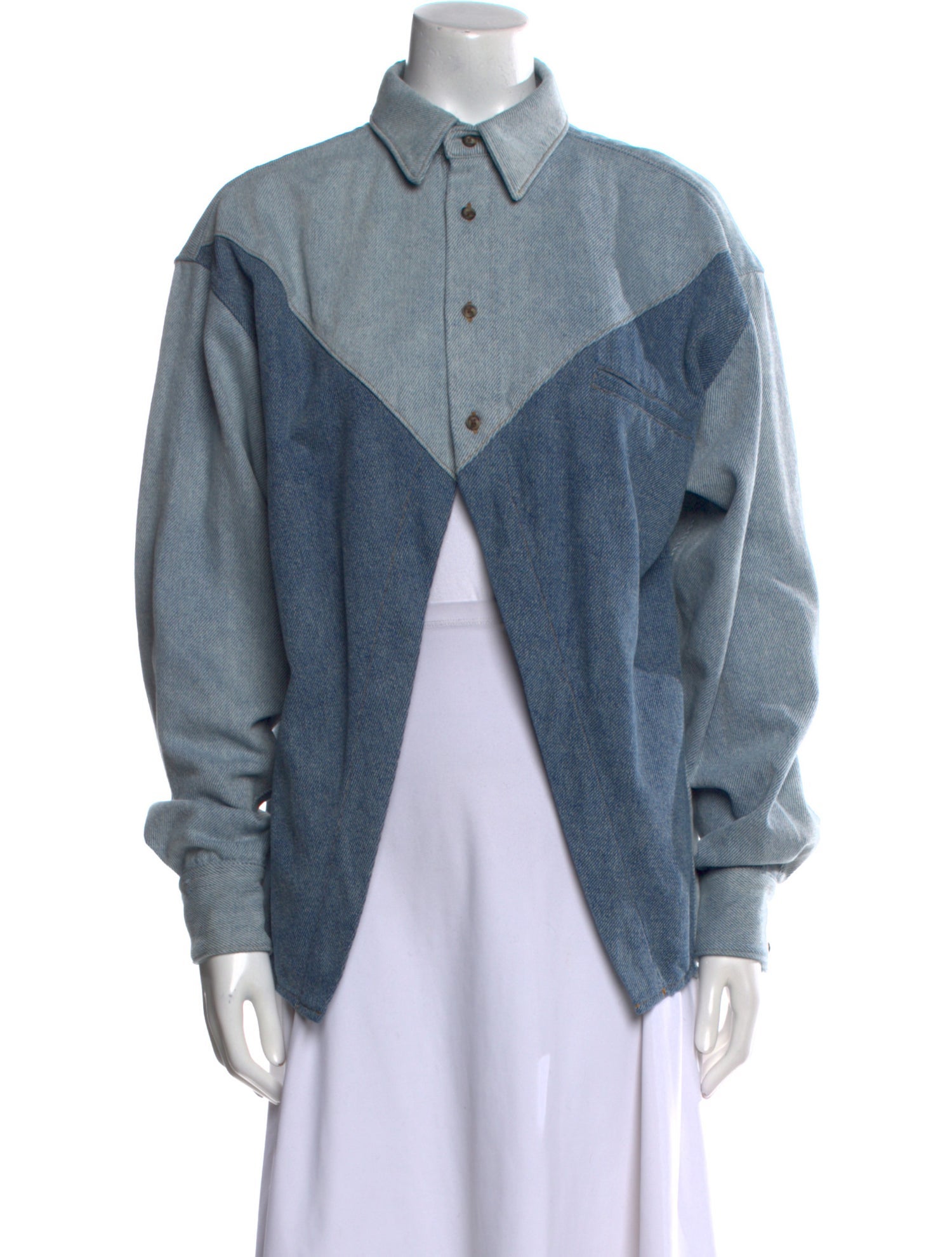 Still Here Colorblock Pattern Long Sleeve Button-Up Top