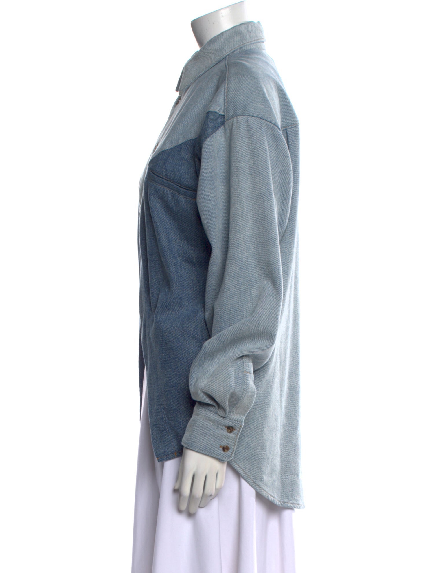 Still Here Colorblock Pattern Long Sleeve Button-Up Top