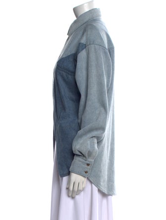 Still Here Colorblock Pattern Long Sleeve Button-Up Top