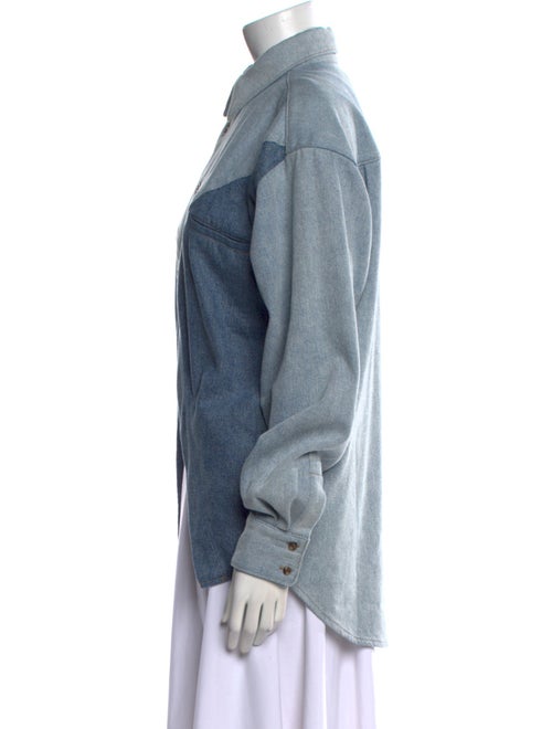 Still Here Colorblock Pattern Long Sleeve Button-Up Top