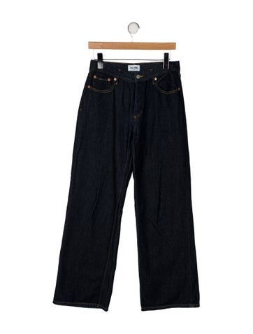 Pre-owned Still Here Mid-rise Wide Leg Jeans In Blue