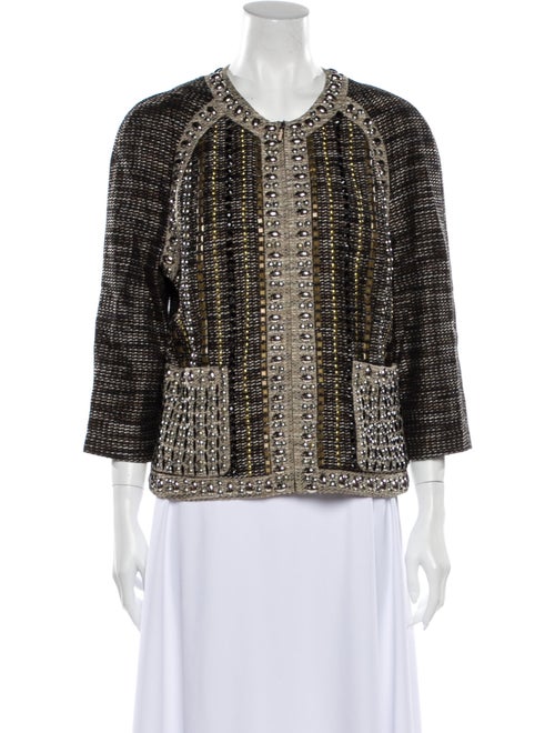 St. John Couture Tweed Pattern Jacket Brown