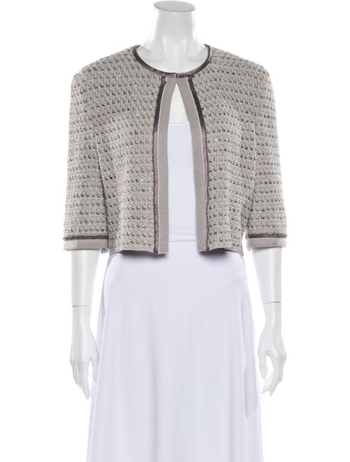 St. John Couture Tweed Pattern Jacket Grey