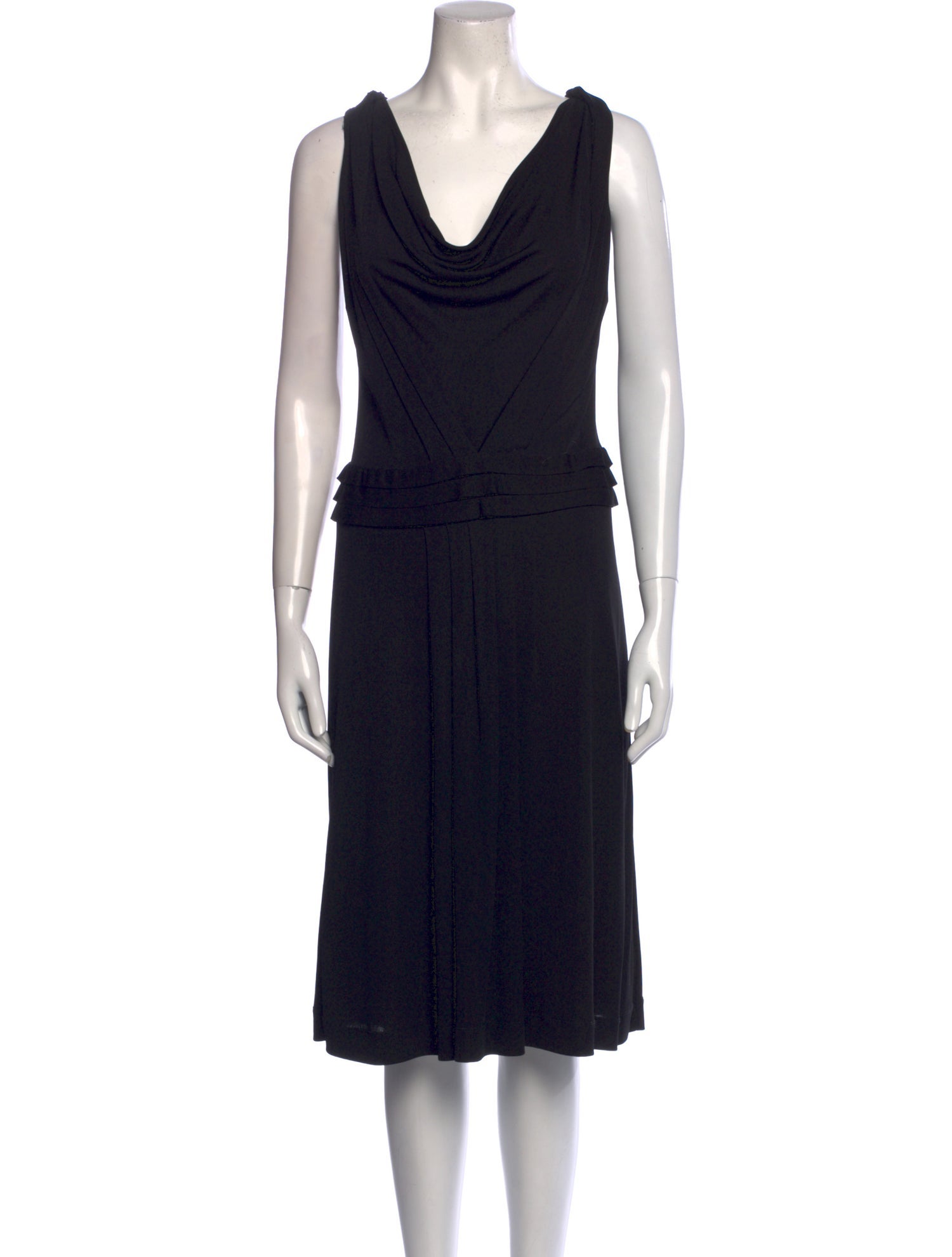 St. John Couture Cowl Neck Midi Length Dress