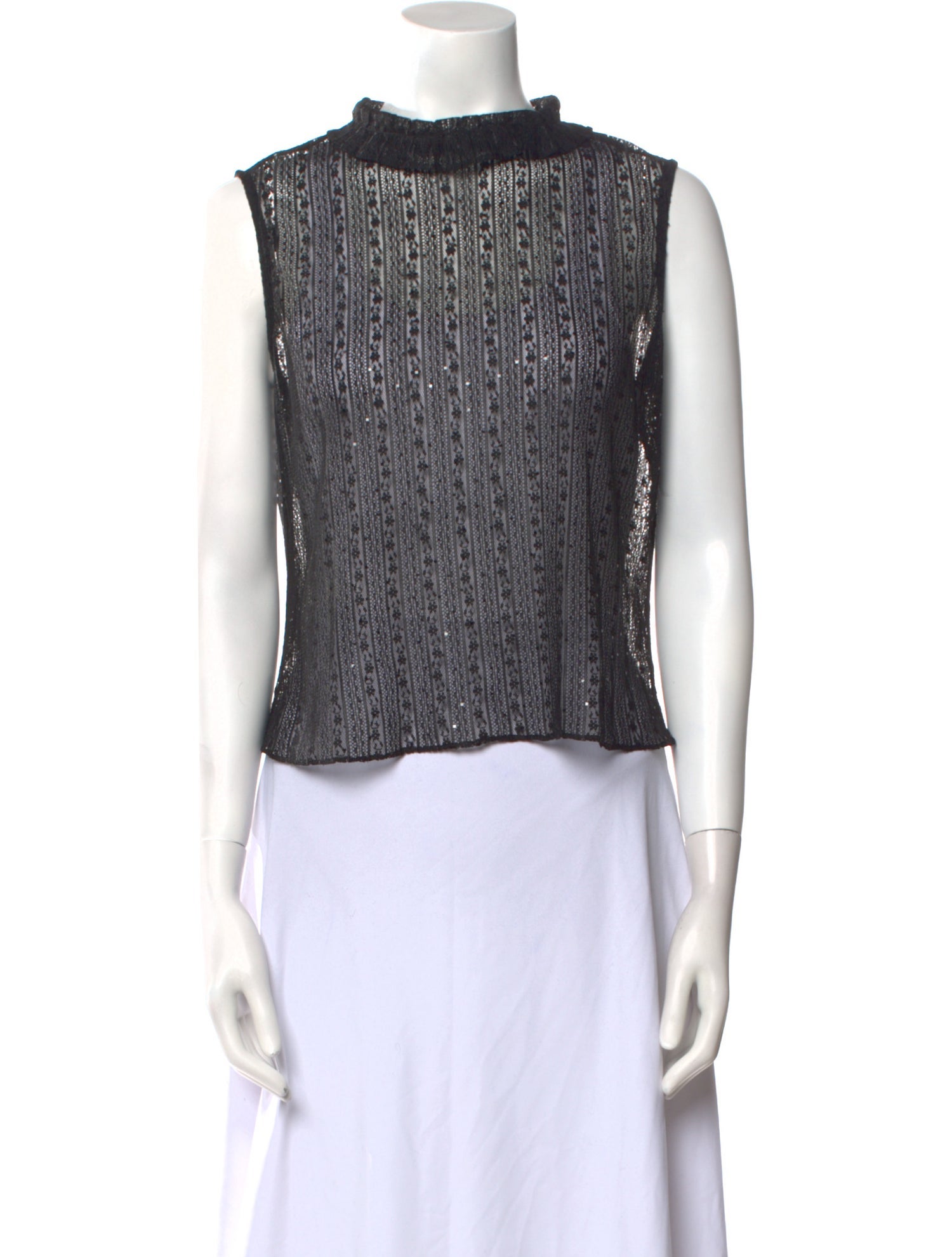 St. John Couture Mock Neck Sleeveless Crop Top
