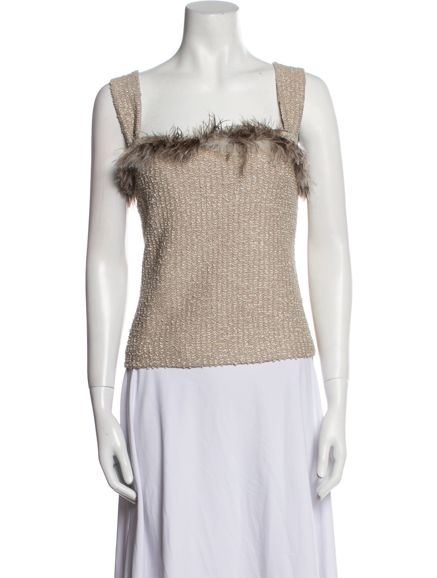 St. John Couture Wool Square Neckline Top