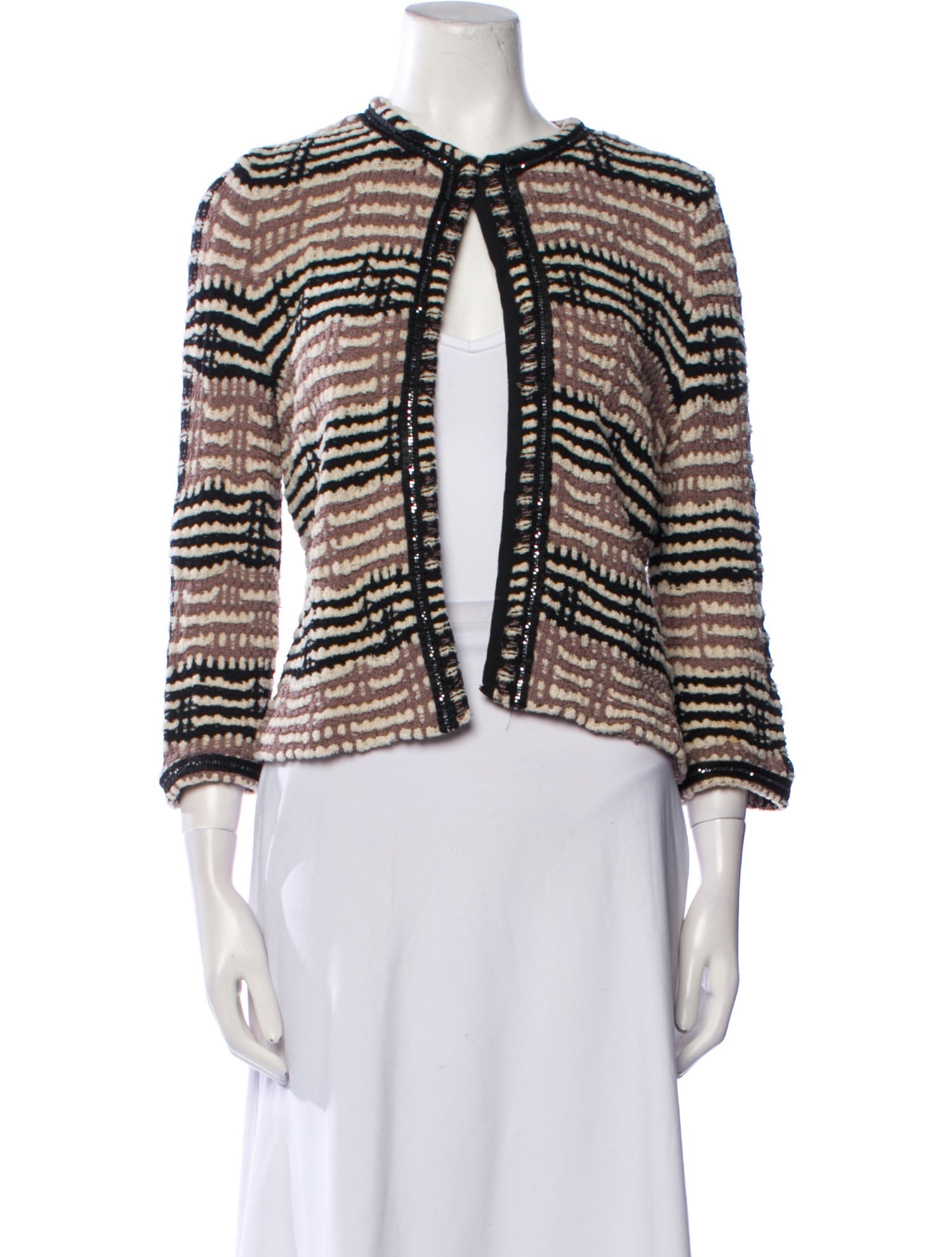 St. John Couture Striped Crew Neck Sweater