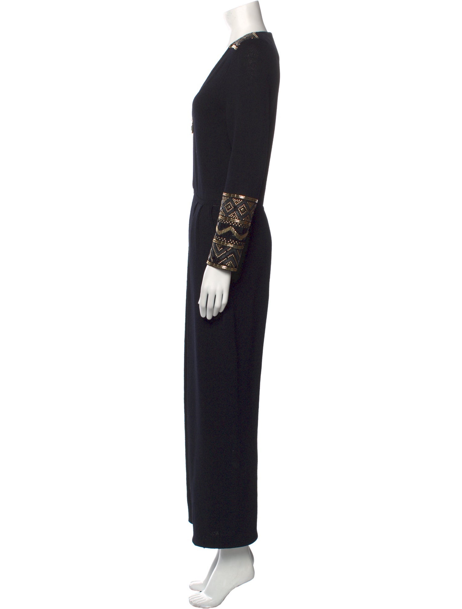 St. John Couture Patterned V-Neck Jumpsuit