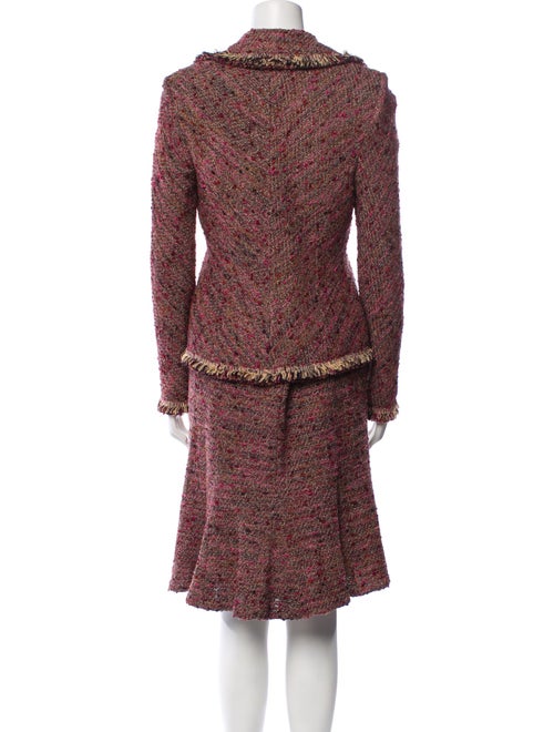 St. John Couture Tweed Pattern Ruffle Embellishment Skirt Suit