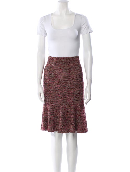 St. John Couture Tweed Pattern Ruffle Embellishment Skirt Suit