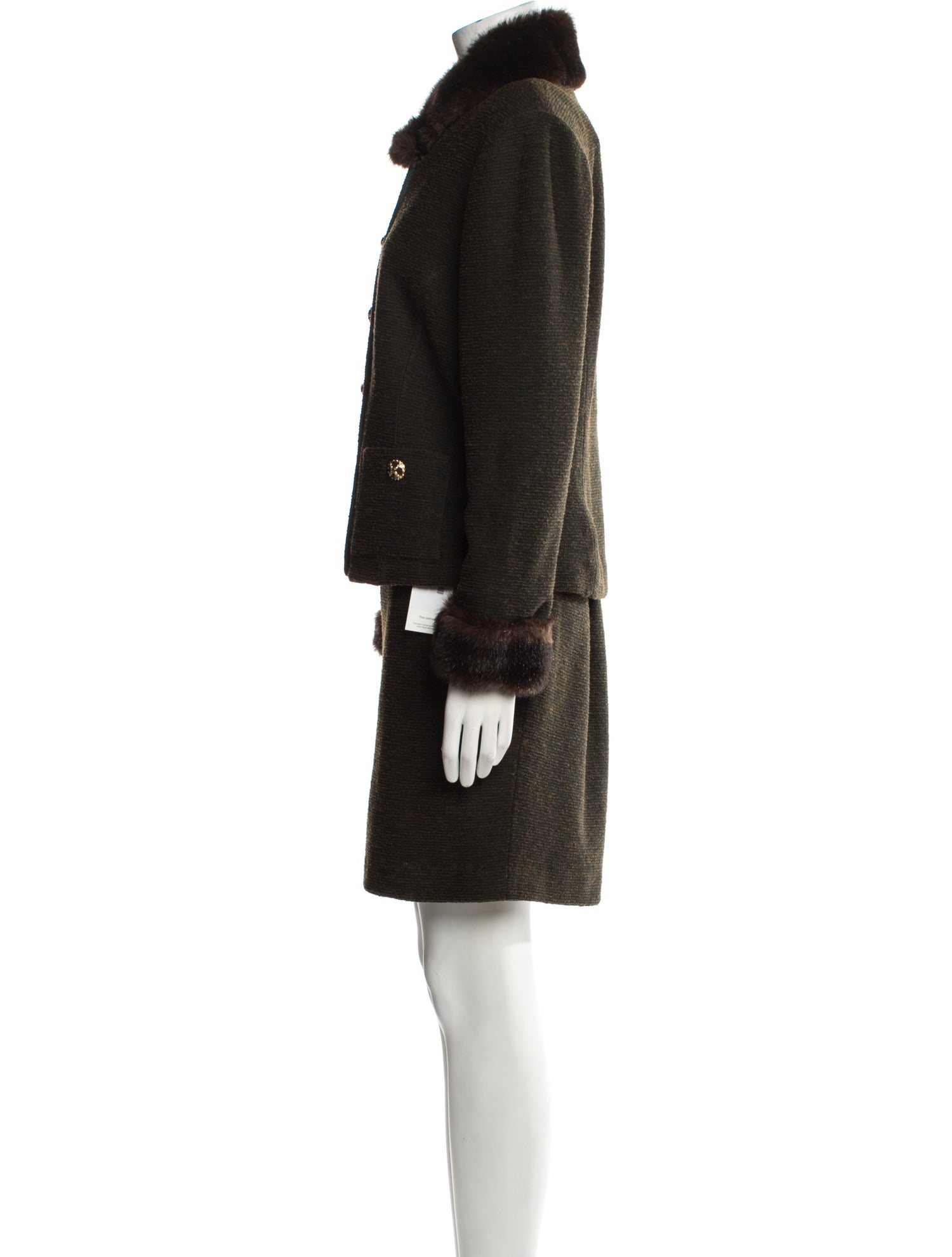 St. John Couture Wool Sequin Embellishments Skirt Suit