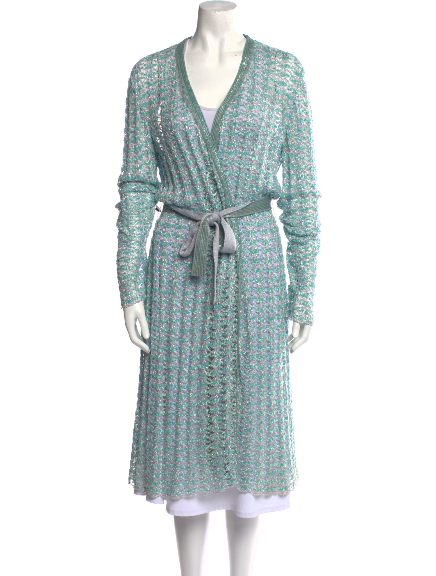 St. John Couture Patterned V-Neck Sweater