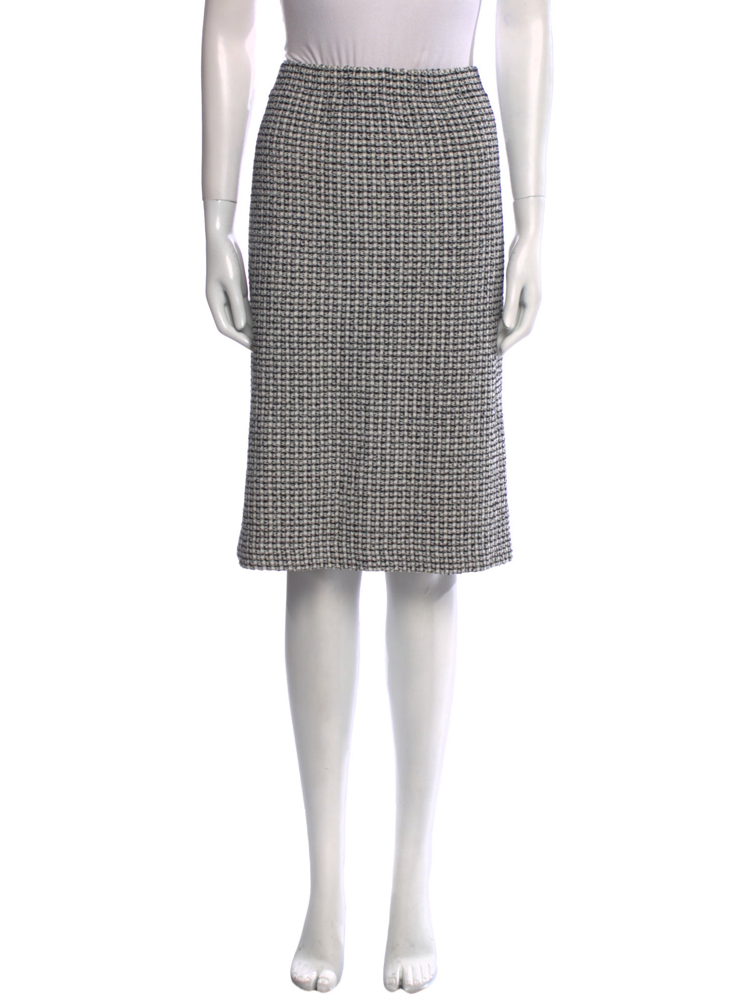 St. John Couture Plaid Print Knee-Length Skirt