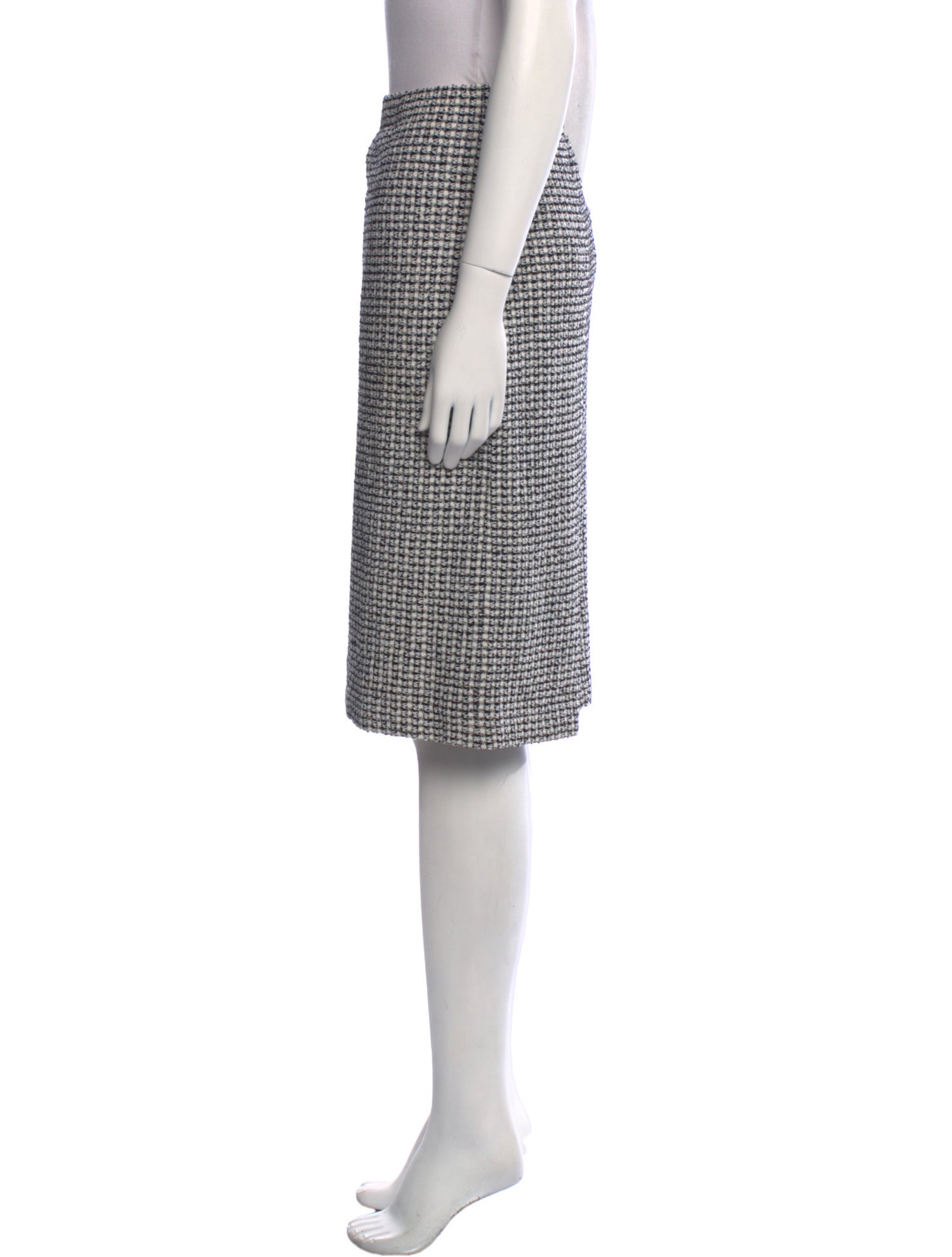 St. John Couture Plaid Print Knee-Length Skirt