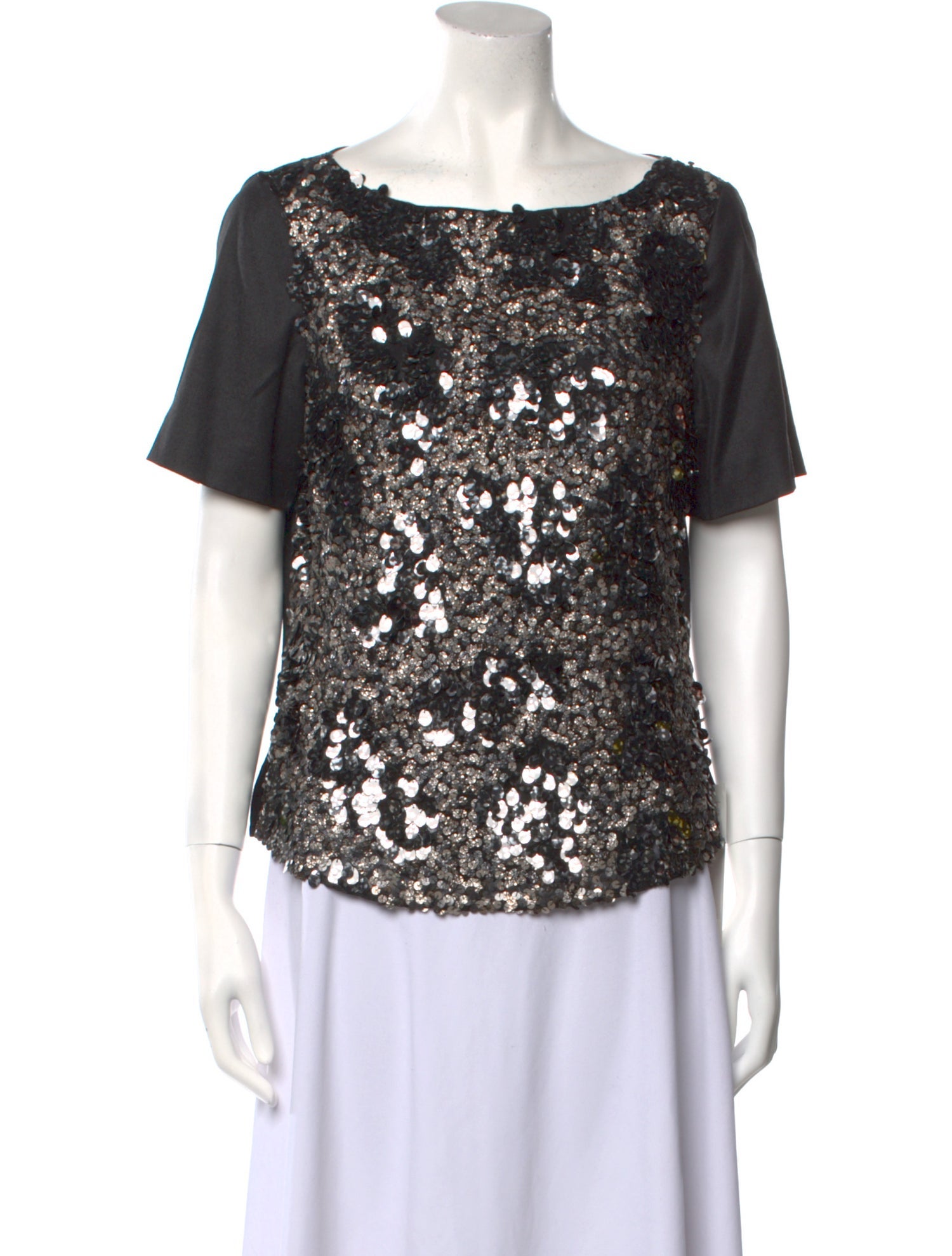 St. John Couture Patterned Scoop Neck T-Shirt