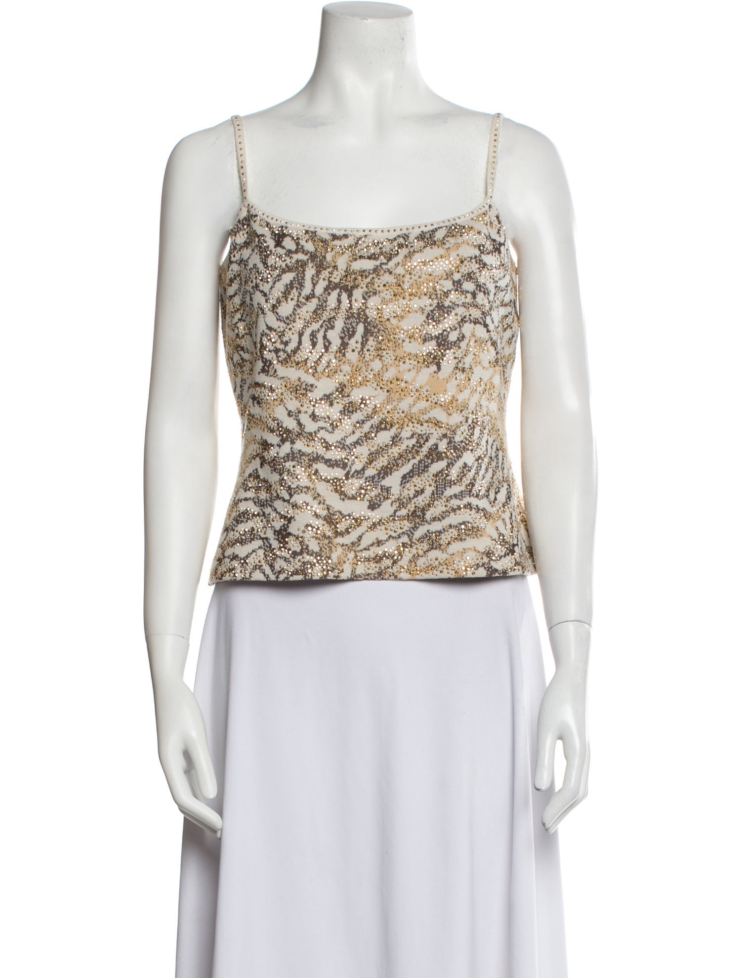 St. John Couture Square Neckline Sleeveless Crop Top