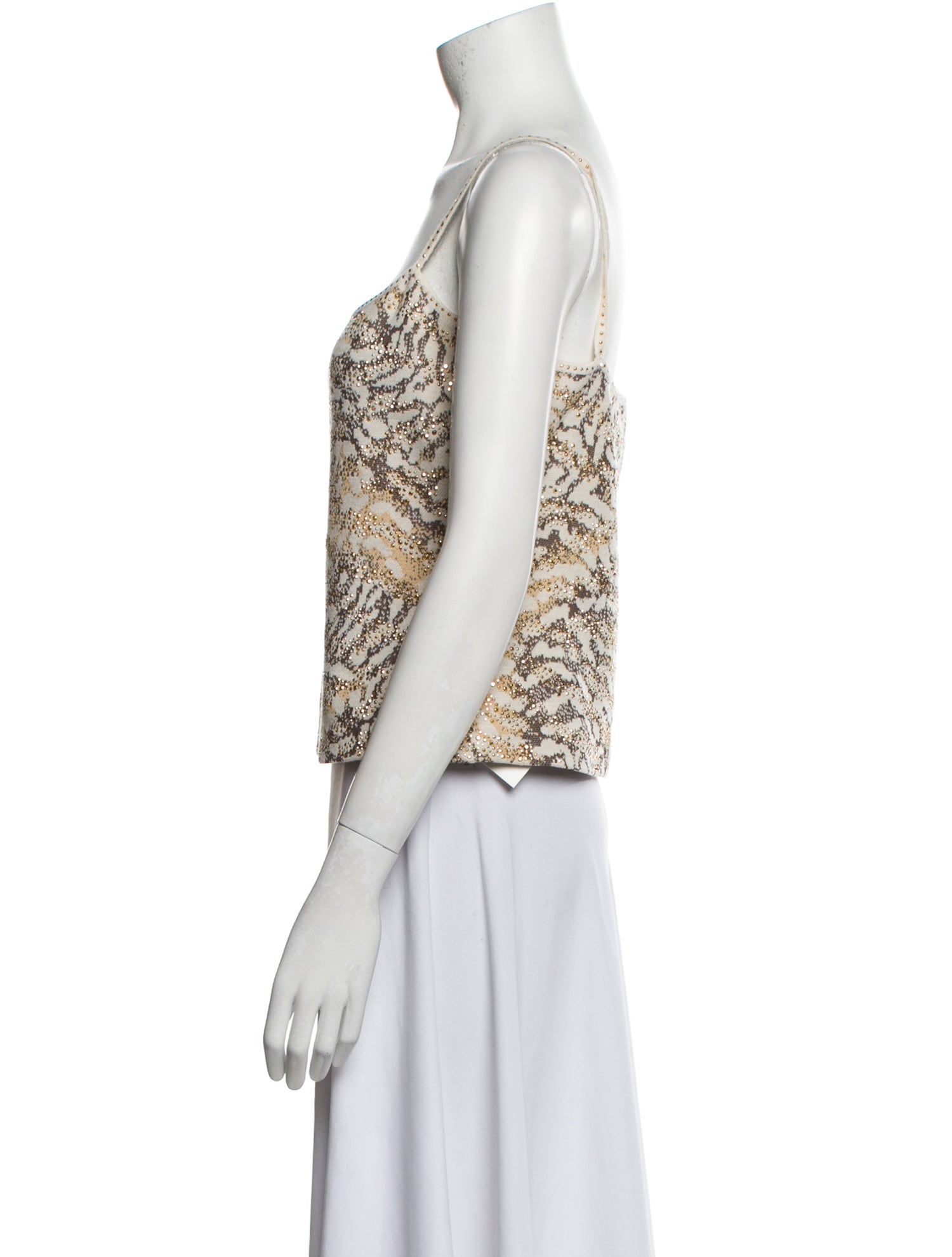 St. John Couture Square Neckline Sleeveless Crop Top