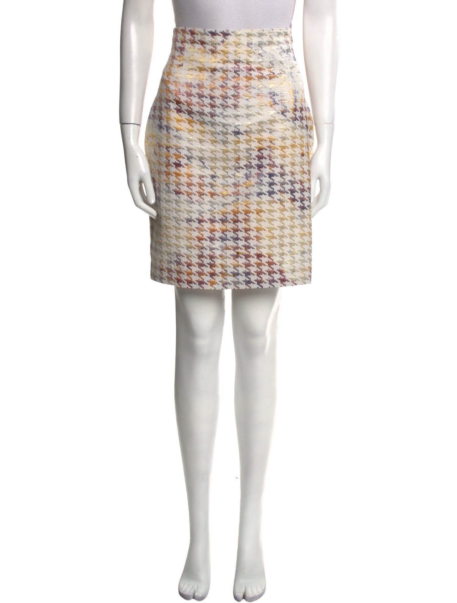 St. John Couture Houndstooth Print Knee-Length Skirt