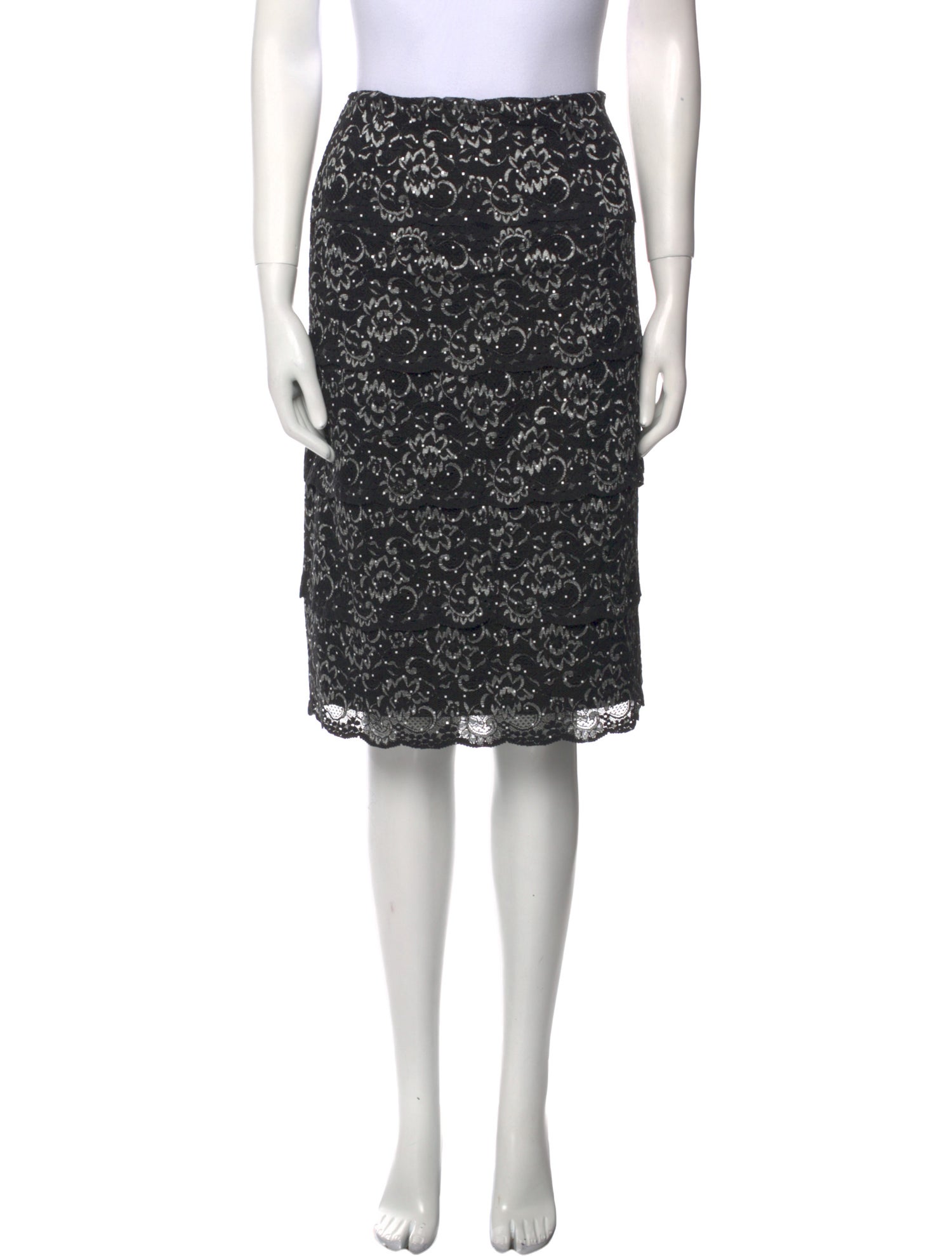 St. John Couture Floral Print Knee-Length Skirt