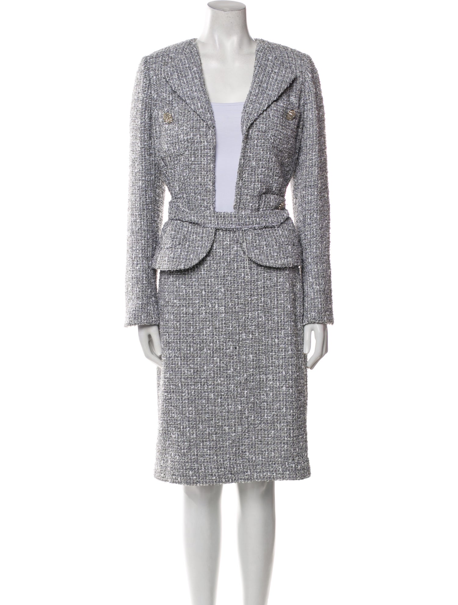 St. John Couture Tweed Pattern Skirt Set