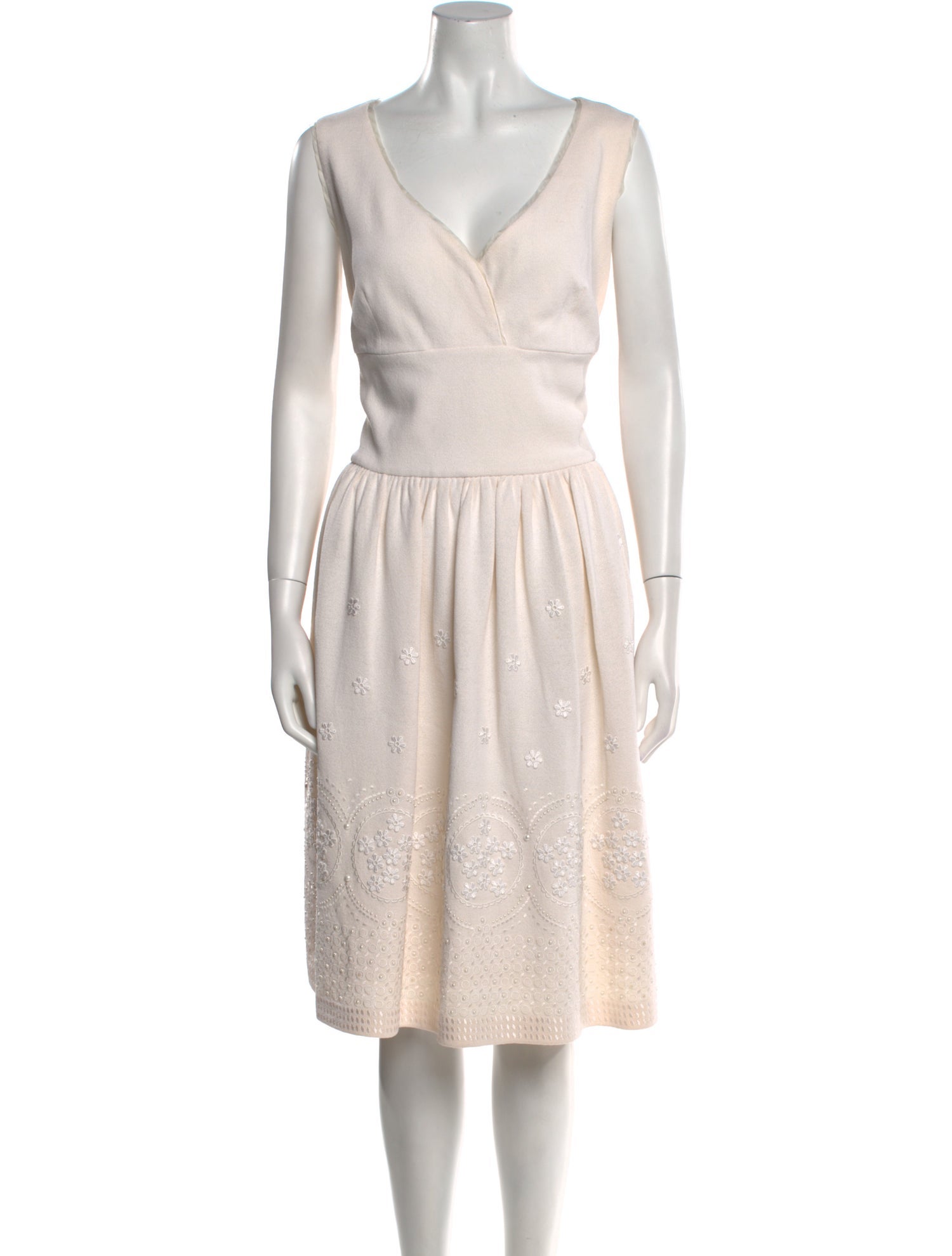 St. John Couture V-Neck Knee-Length Dress