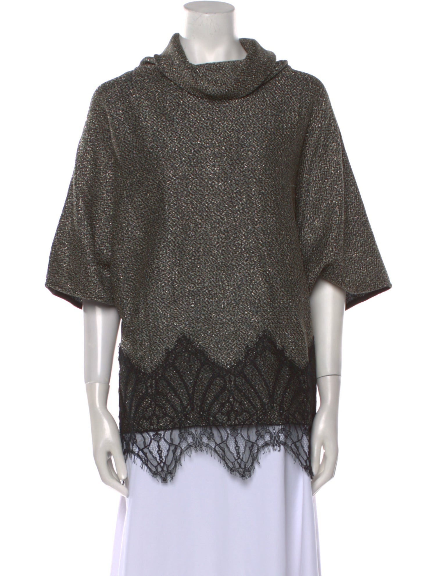 St. John Couture Cowl Neck Short Sleeve Sweatshirt