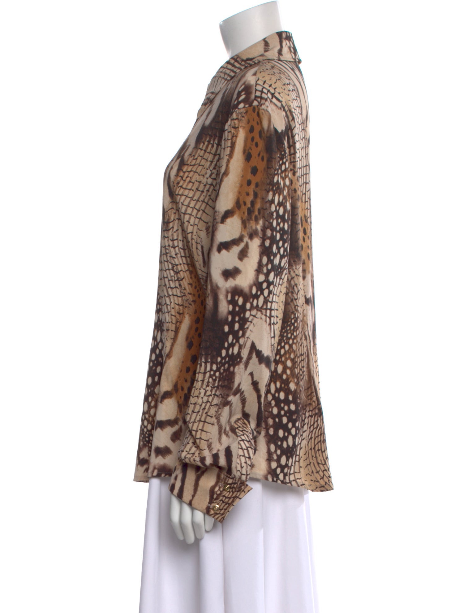 St. John Couture Animal Print Long Sleeve Blouse