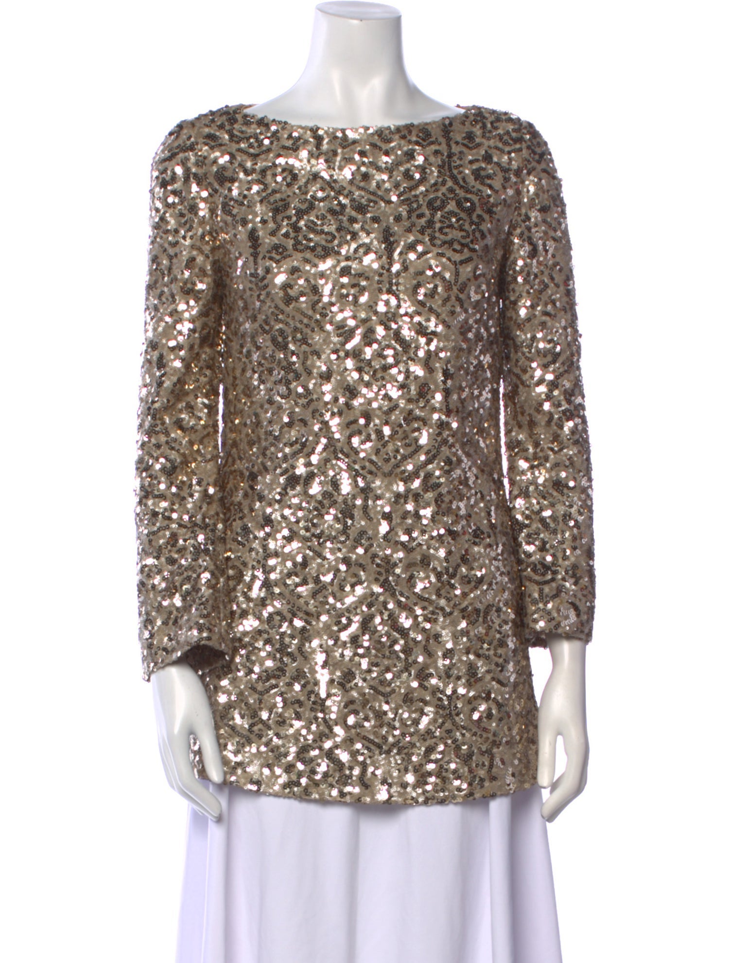 St. John Couture Patterned Bateau Neckline Tunic