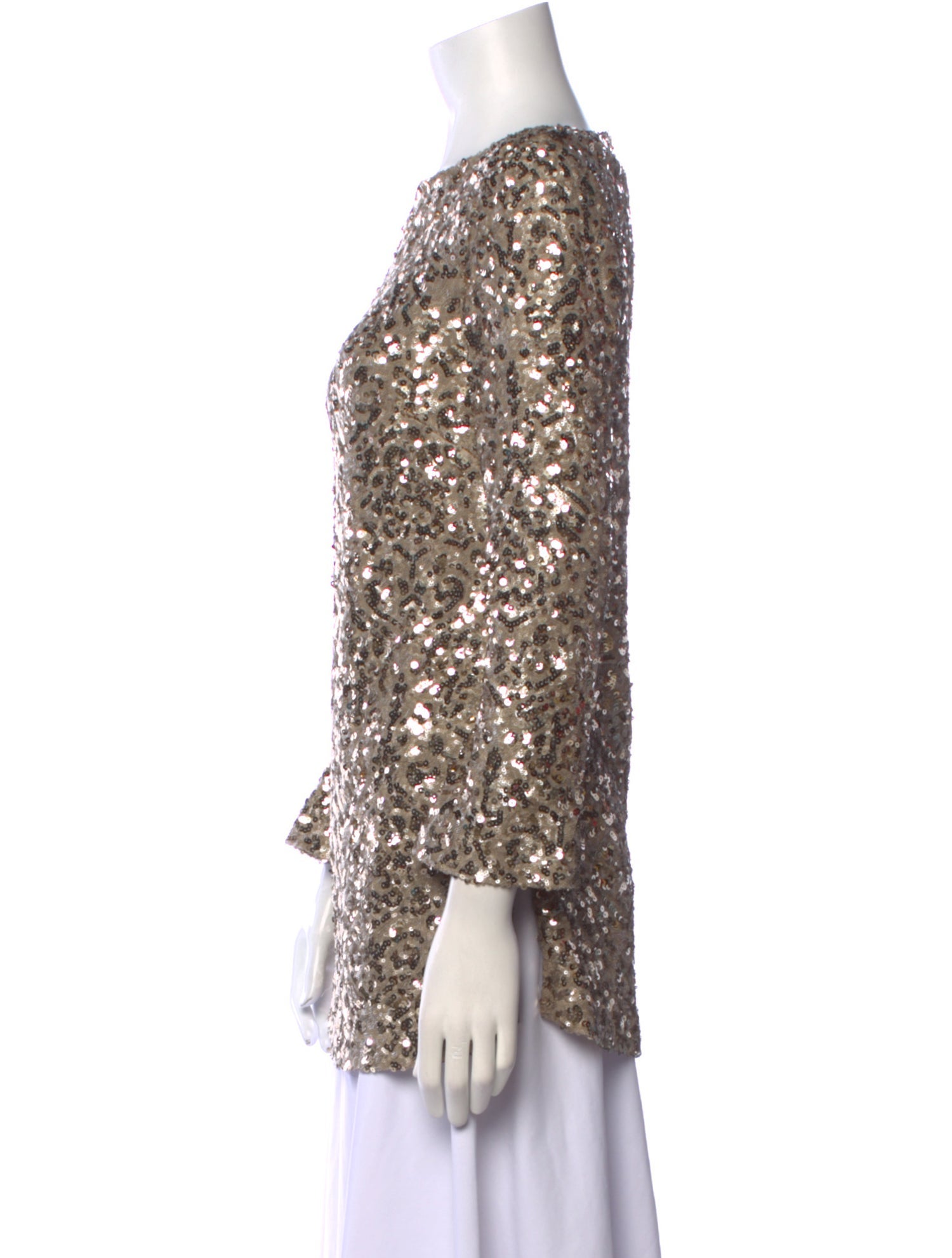 St. John Couture Patterned Bateau Neckline Tunic