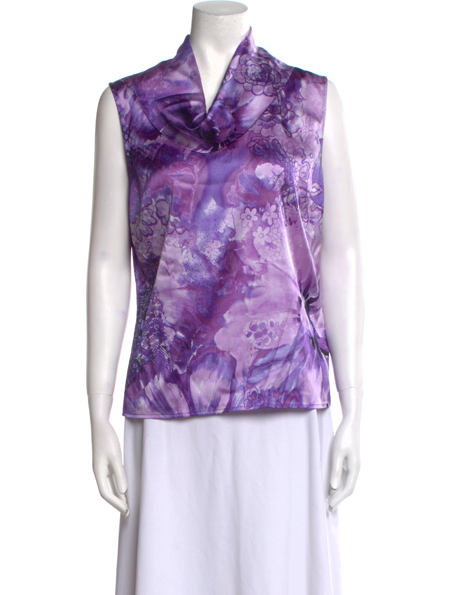 St. John Couture Silk Floral Print Top