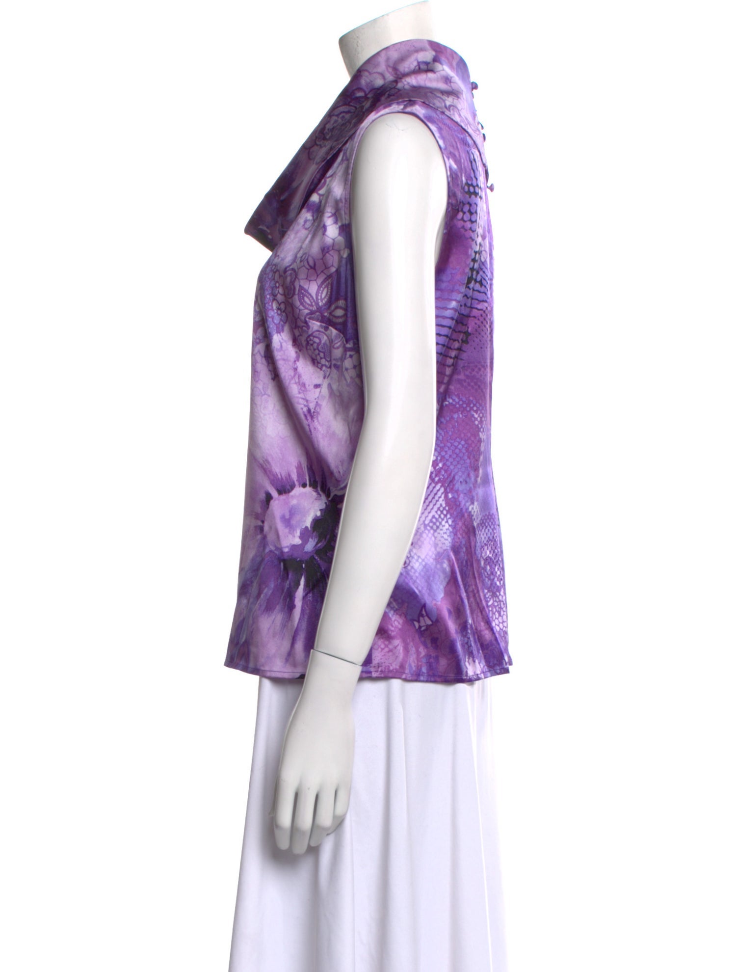 St. John Couture Silk Floral Print Top