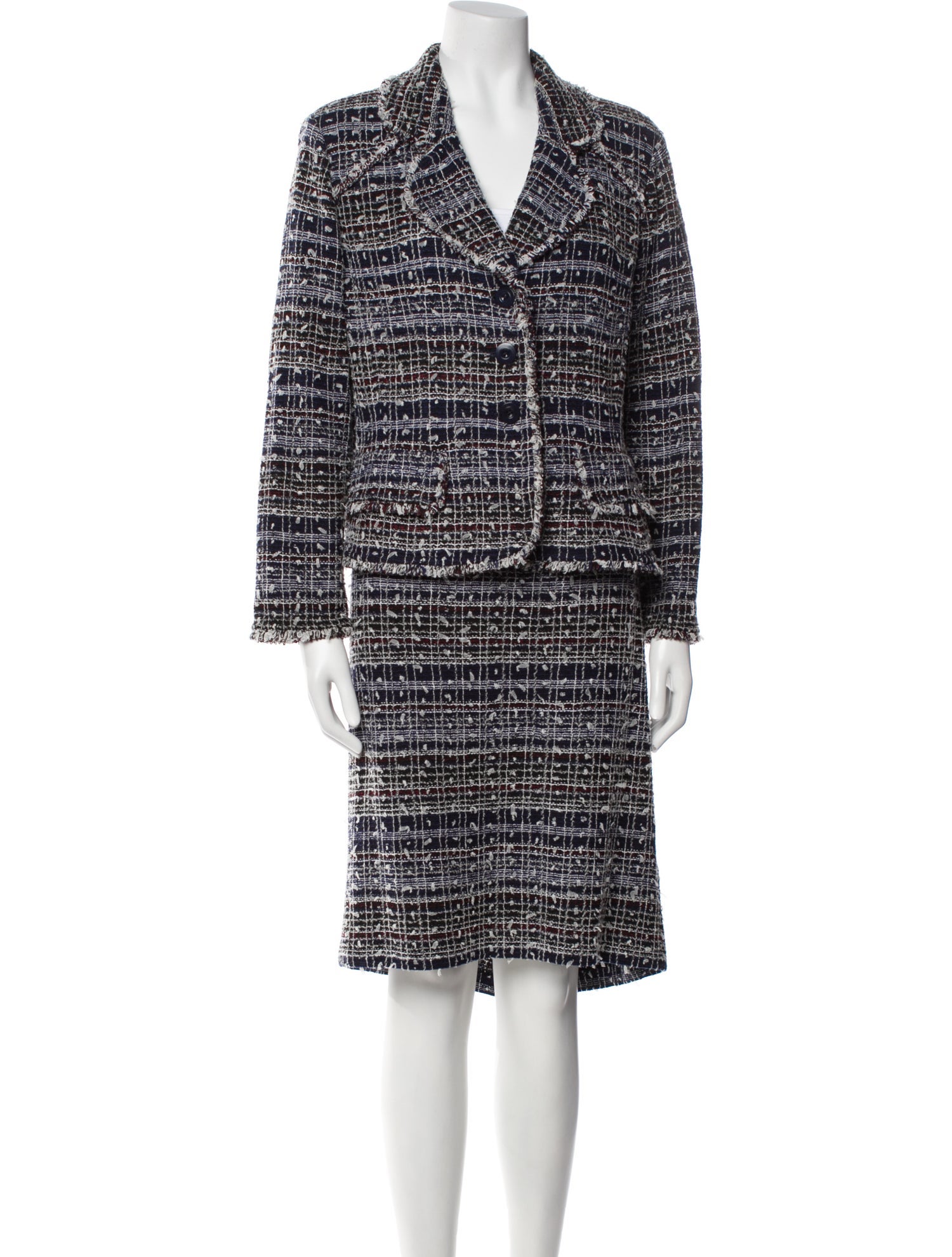 St. John Couture Wool Tweed Pattern Skirt Suit