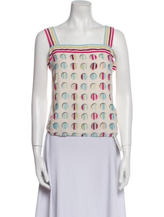 St. John Couture Printed Square Neckline Crop Top