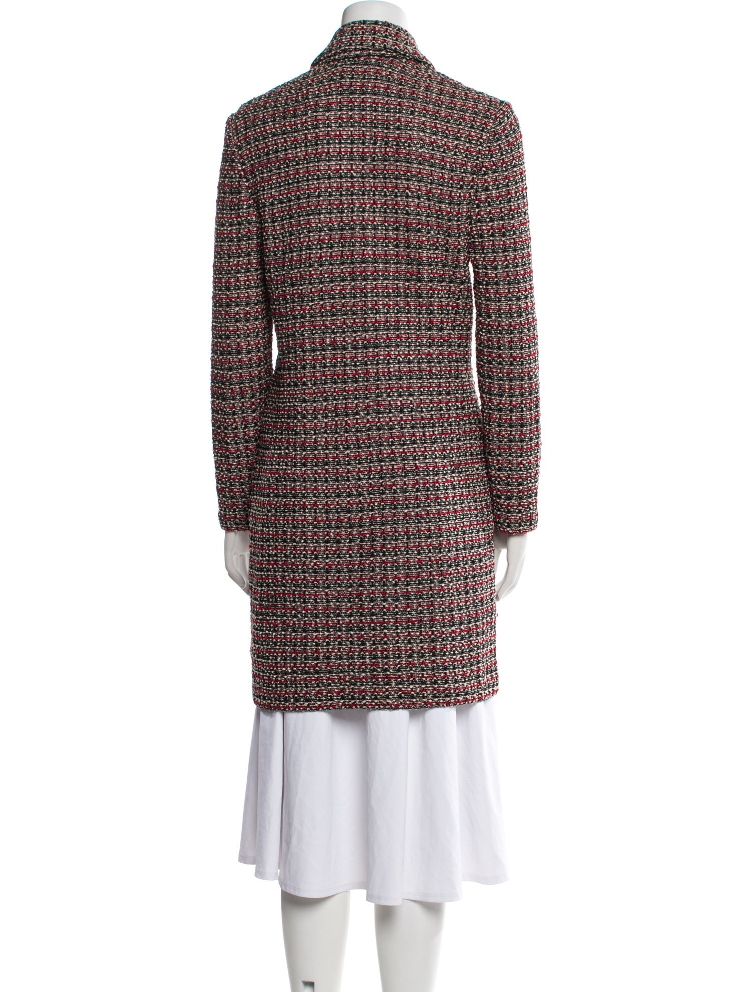 St. John Couture Tweed Tweed Pattern Faux Fur Coat