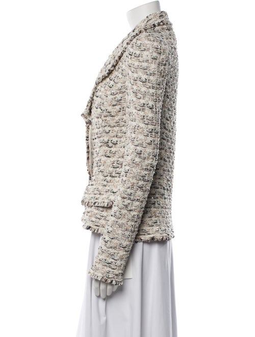 St. John Couture Wool Tweed Pattern Faux Fur Jacket