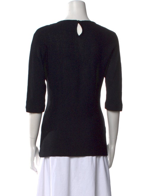 St. John Couture Scoop Neck Three-Quarter Sleeve T-Shirt